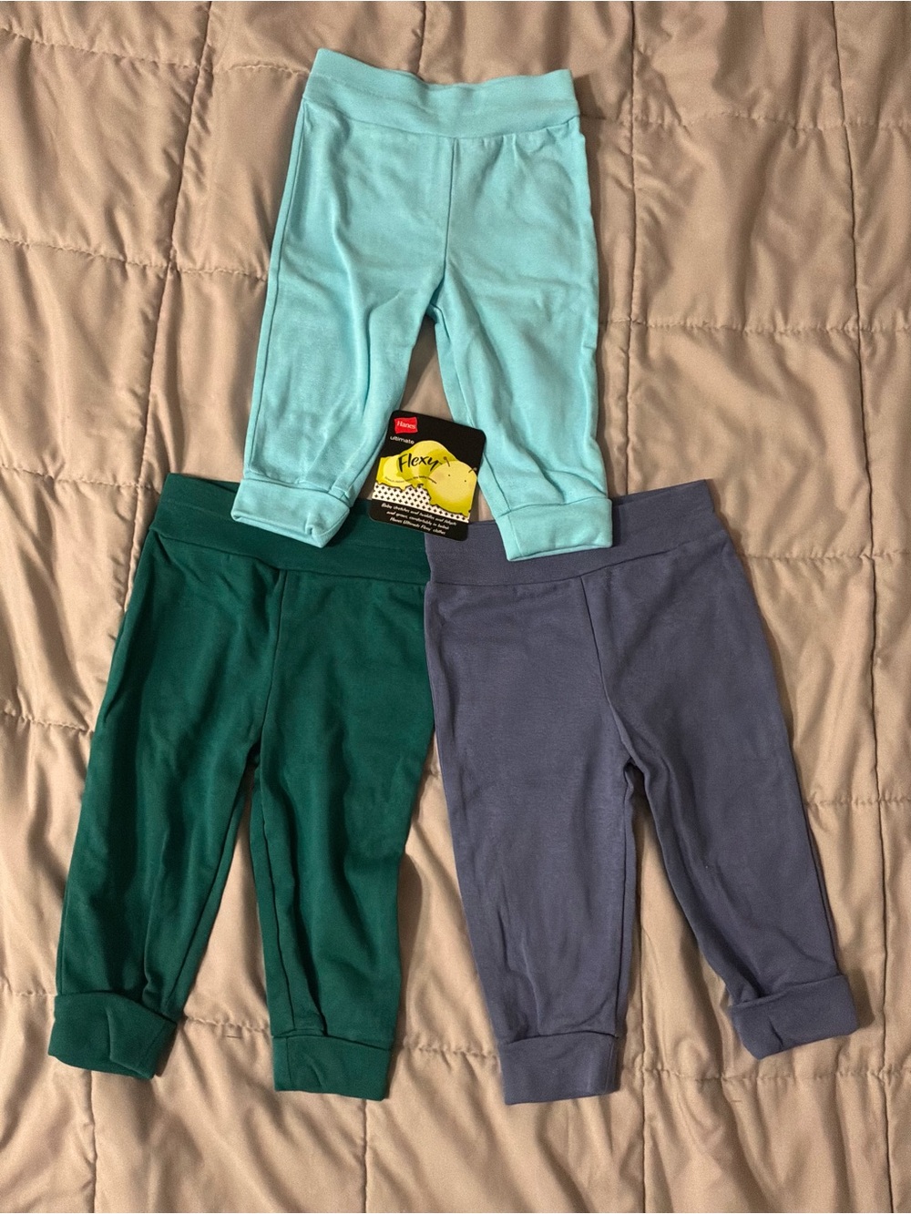 Hanes 3-Pack Kids Stretch Foldable Hem Jogger Pants- 12-18 month
